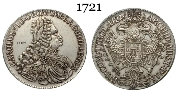 Austrian Empire 1721 Charles VI Thaler Replica - Image 7