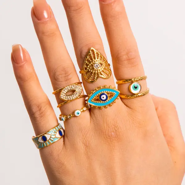 Vintage Evil Eye Stainless Steel Ring for Women - Image 4