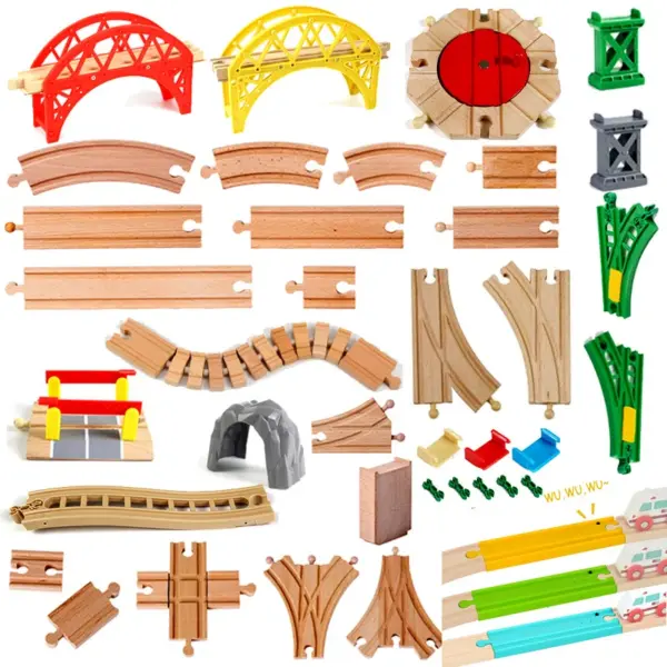 Wooden Train Track Accessories for Railway Fun - Image 2