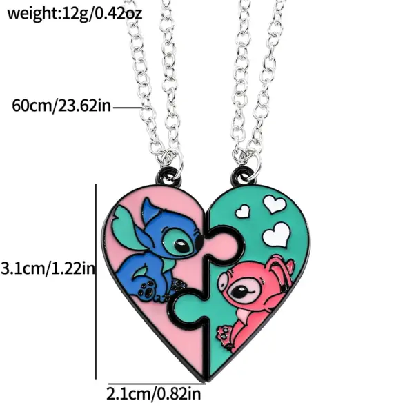 Disney Stitch and Angie Heart Pendant Necklace - Image 2