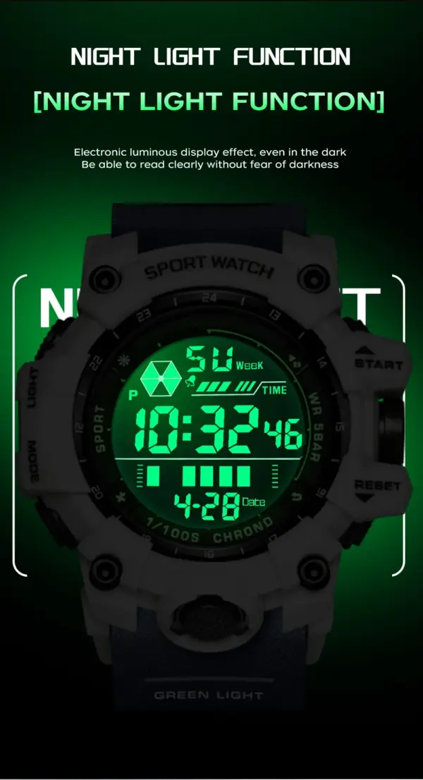 SANDA 6229 Digital Sports Watch Luminous Features - Image 4