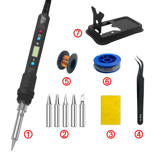 80W Digital Display Soldering Iron Set - Image 7