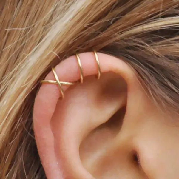 Geometric Rhinestone Clip Ear Cuff Earrings - Image 4