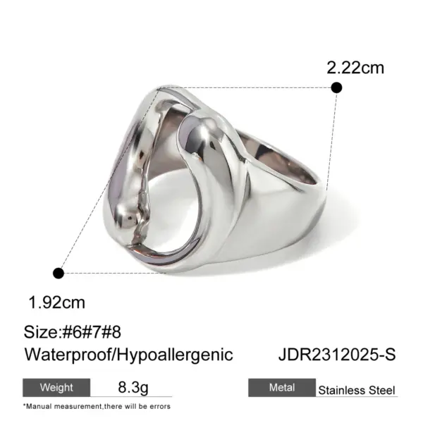 18K Gold Geometric Fashion Ring for Women - Image 10