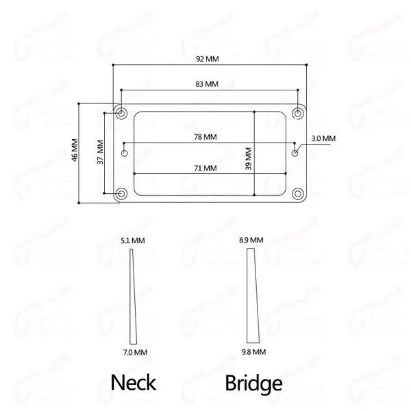 Humbucker Pickup Mounting Frames Set Ivory Black - Image 4
