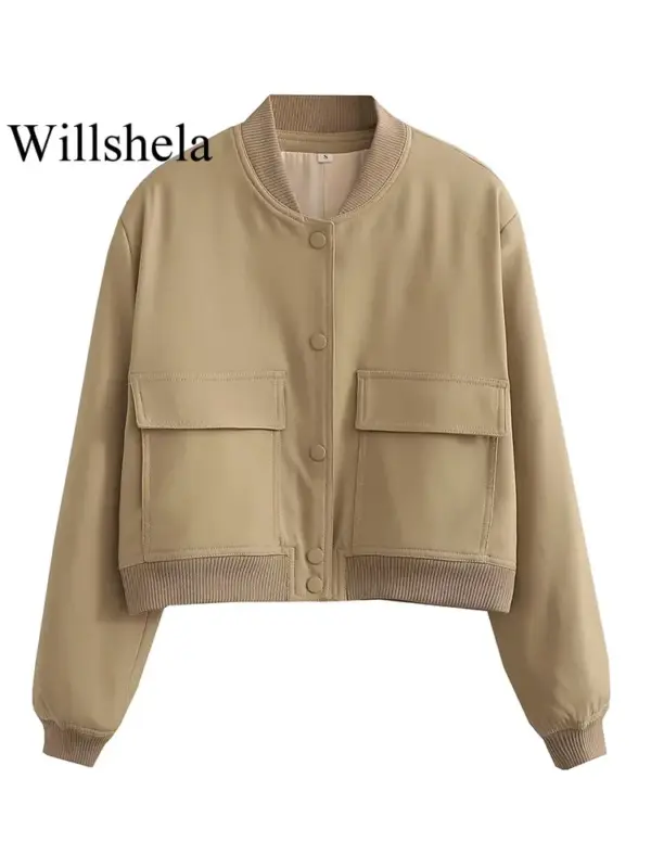 Willshela Women's V-Neck Bomber Jacket - Image 2