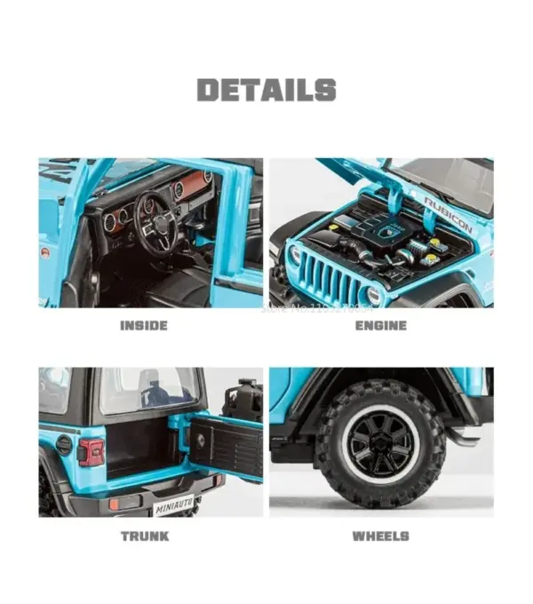 1/32 Wrangler Rubicon Alloy Diecast Model Car - Image 5