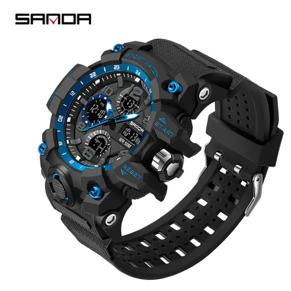 SANDA 6021 Men's Waterproof Dual Display Watch - Image 9