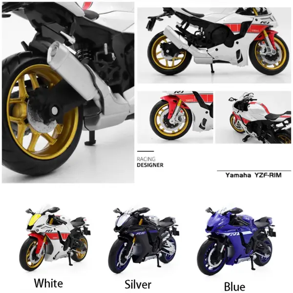 1:12 Yamaha YZF-R1M Diecast Motorcycle Model - Image 4