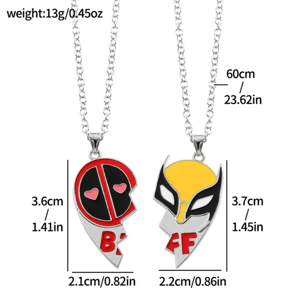 Marvel Deadpool & Wolverine Heart Pendant Set - Image 5