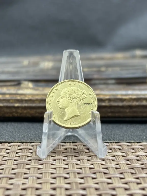 1865 British Victoria Gold Brass Commemorative Coin - Image 3