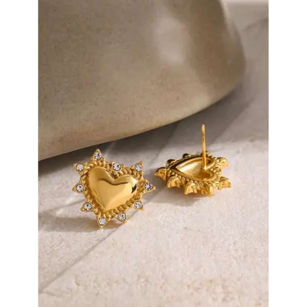 Heart-Shaped Stainless Steel Stud Earrings - Image 6