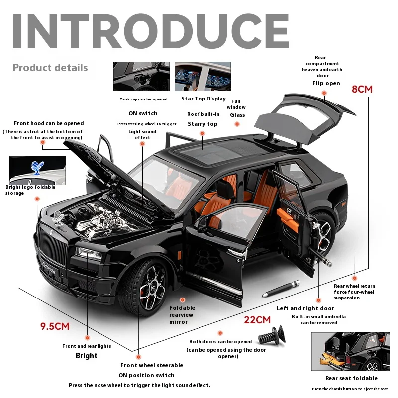 Rolls Royce Cullinan Diecast Model Car 1:20 2 Rolls Royce Cullinan Diecast Model Car 1:20 - Image 2