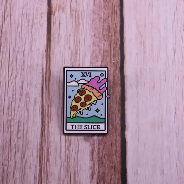 Pastel Pizza Slice Enamel Brooch Pin - Image 3