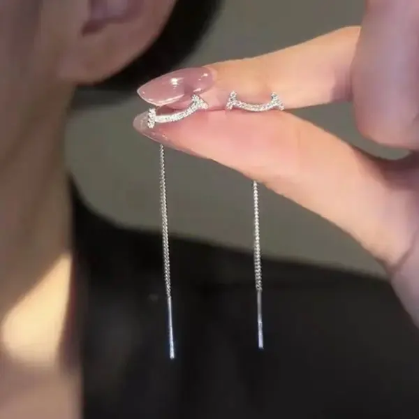 Trendy Drop Earrings with Star Heart Pendants - Image 2