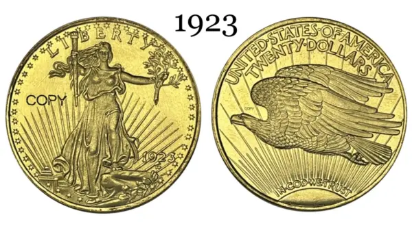 1923 D Saint Gaudens Commemorative Coin Replica - Image 3