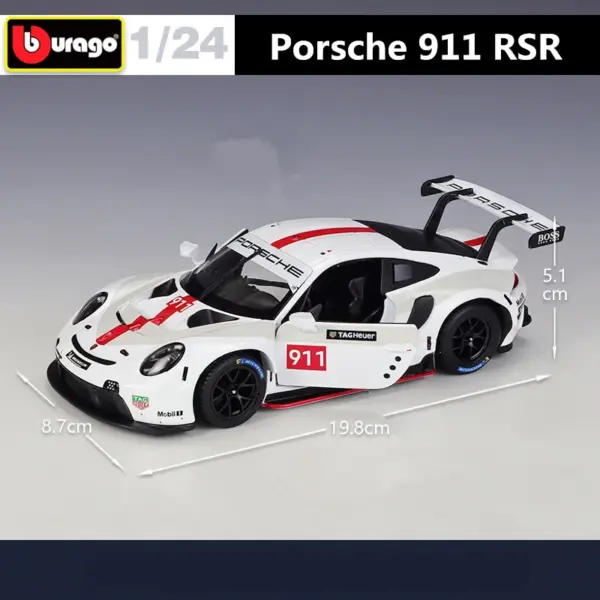 1:24 Porsche 911 RSR Alloy Diecast Model Car - Image 3