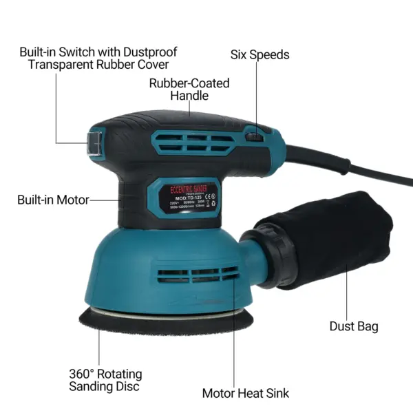 5-Inch Electric Random Orbital Sander 12000RPM - Image 3