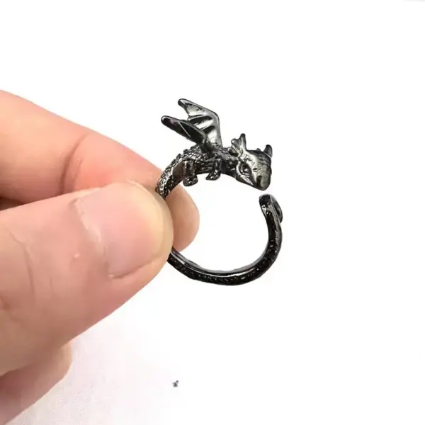 Vintage Dark Dragon Punk Ring for Adults - Image 4
