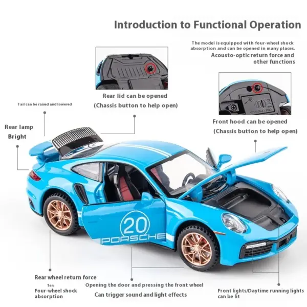 1:32 Scale Metal Porsche 911 Turbo S Model - Image 6