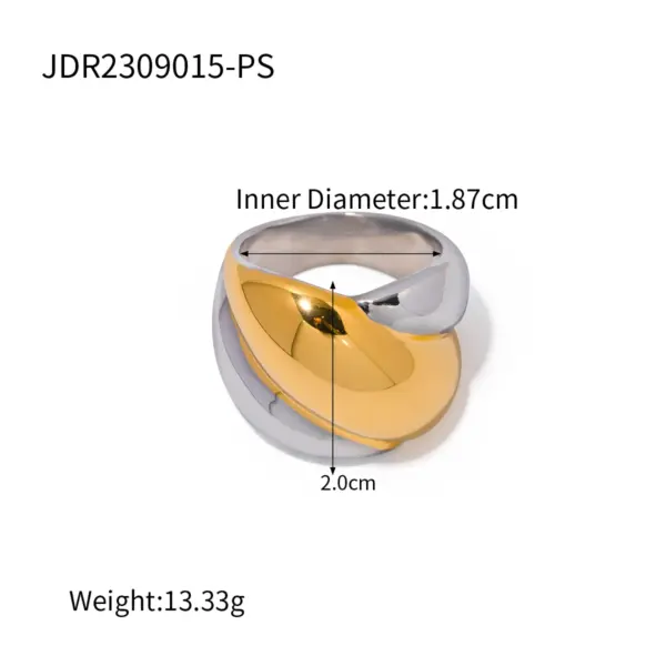 Gold and Silver Geometric Open Ring - Image 10