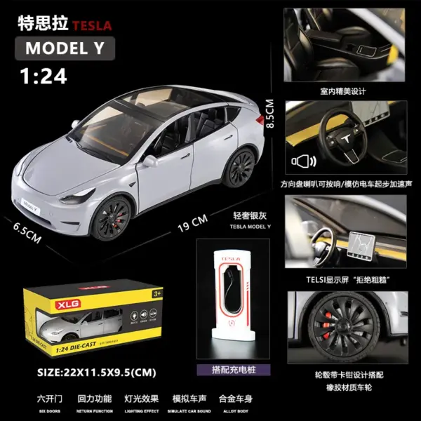 1:24 Tesla Model Y Diecast Car - Image 9