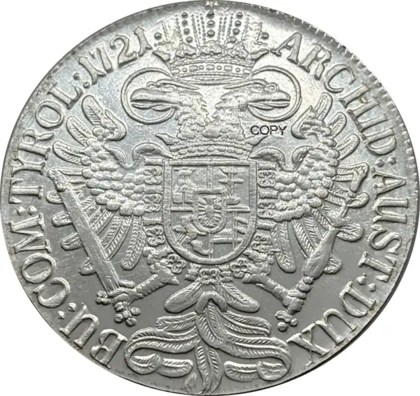 Austrian Empire 1721 Charles VI Thaler Replica - Image 4