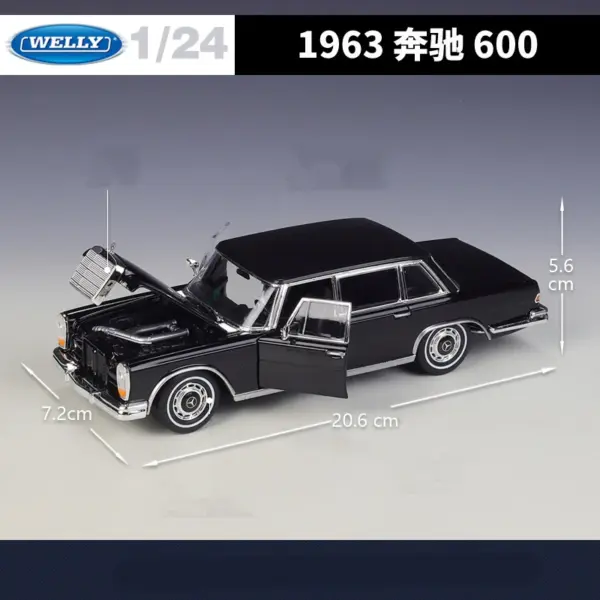 1:24 Mercedes Benz 600 Diecast Model Car - Image 4