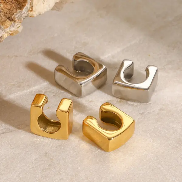 Stainless Steel Square Clip Earrings for Unisex - Image 6