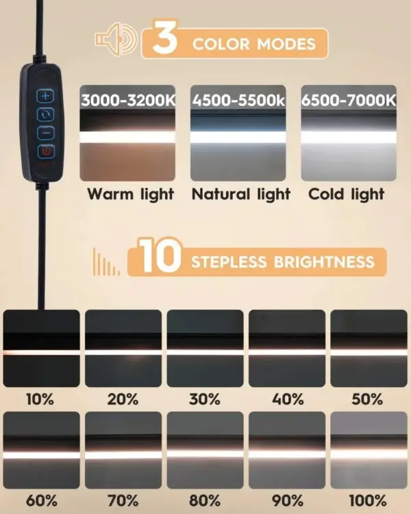 Dimmable 10W LED Desk Lamp with Clamp - Image 4