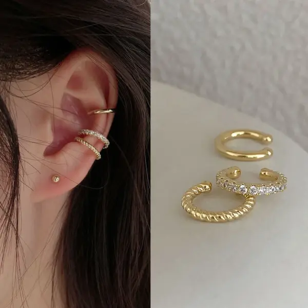 Silver Leaf Clip Earrings Set for Women and Men - Image 13