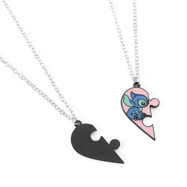 Disney Stitch and Angie Heart Pendant Necklace - Image 4
