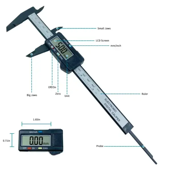 150mm Carbon Fiber Digital Caliper Gauge - Image 3
