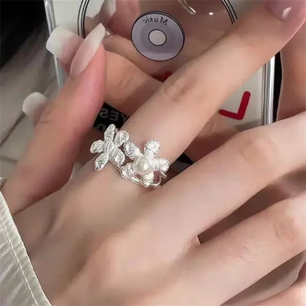 Silver Smiley Face Adjustable Ring for Women - Image 9