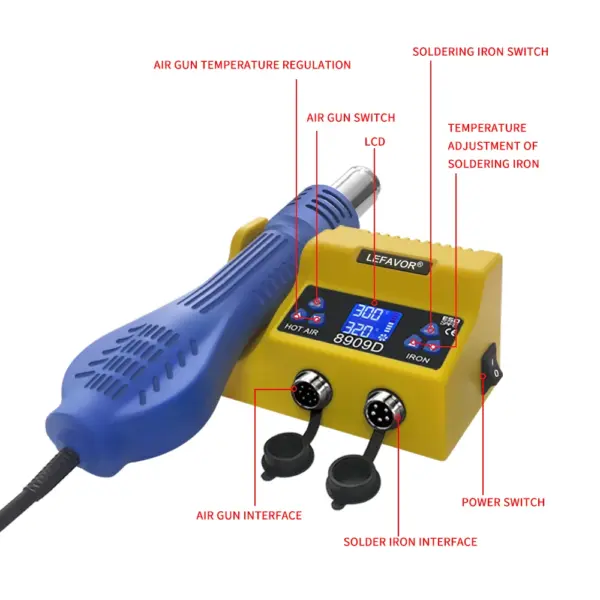 8909D 2-in-1 Soldering Station Set - Image 2