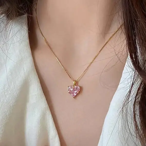 Pink Heart Pendant Necklace for Women - Image 21