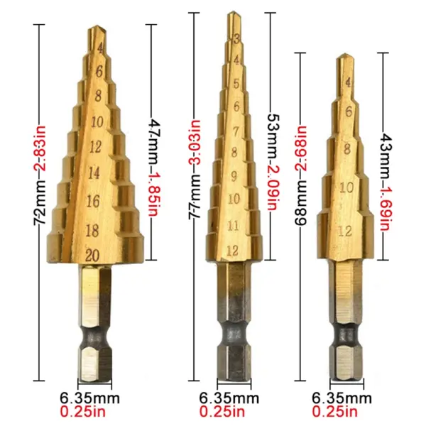 Titanium Coated Hex Step Drill Bit Set - Image 2