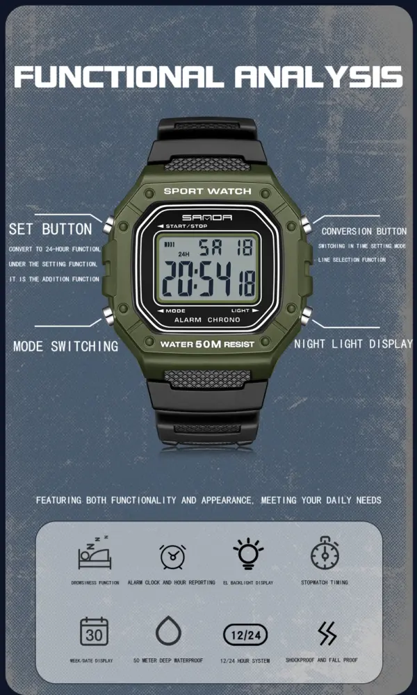 SANDA 2156 Digital Sport Men's Watch - Image 4