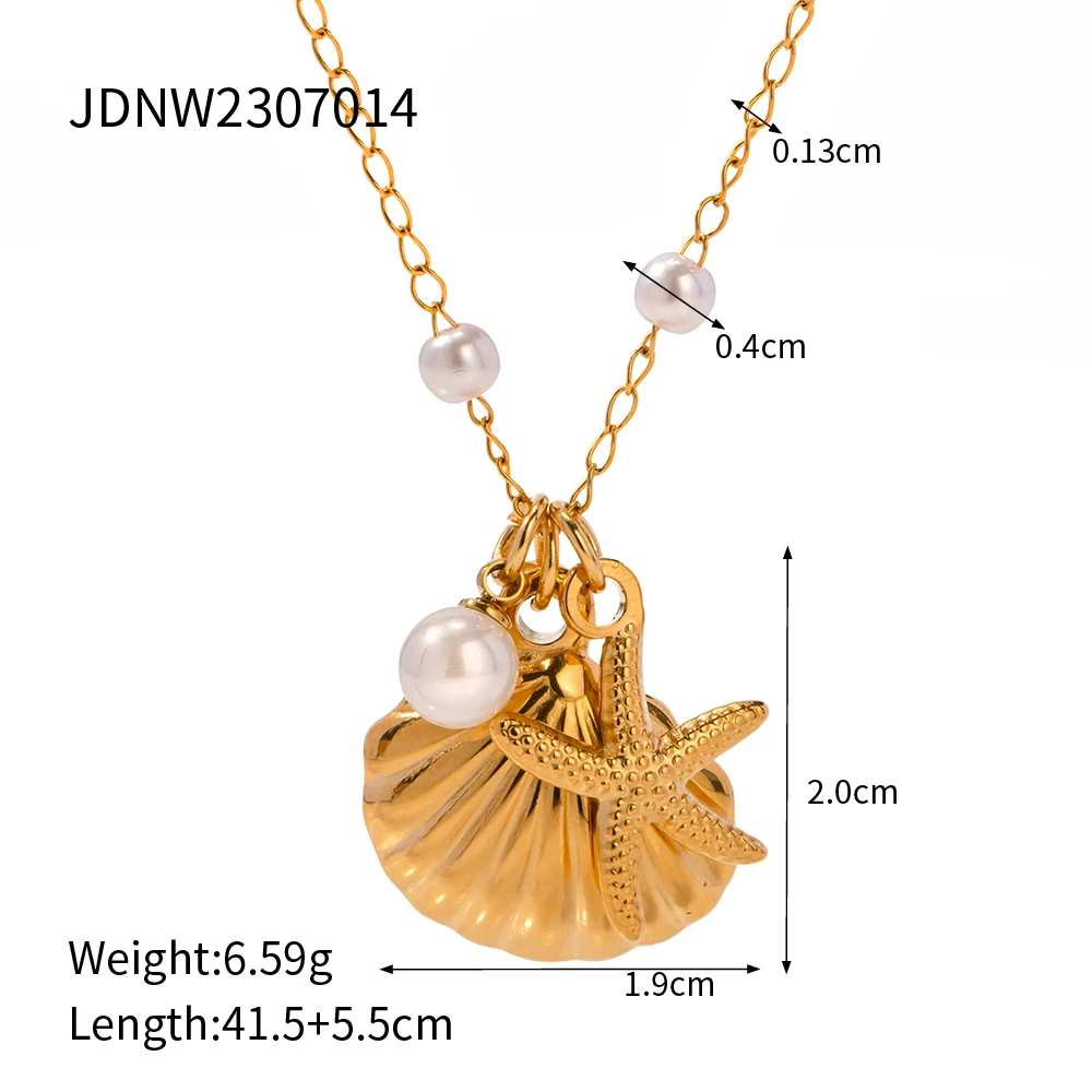Gold Stainless Steel Shell Pendant Necklace 19 Gold Stainless Steel Shell Pendant Necklace - Image 19