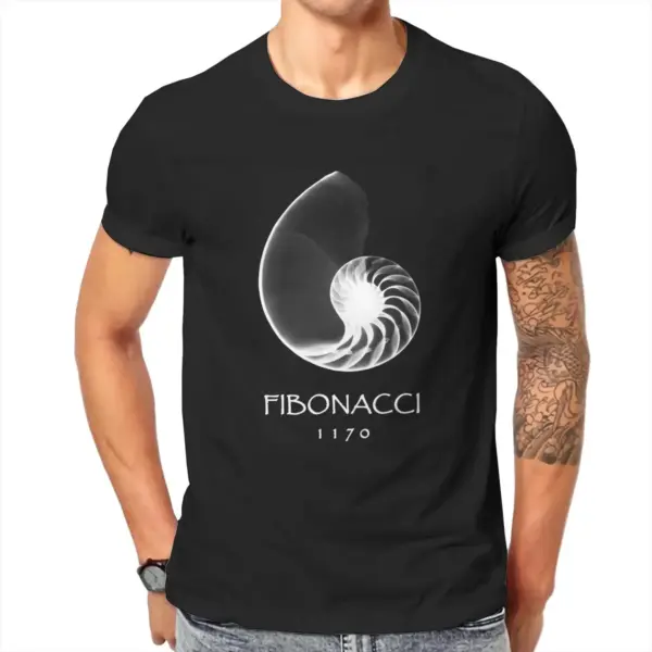 Fibonacci Nautilus Shell Graphic Cotton T-Shirt - Image 5