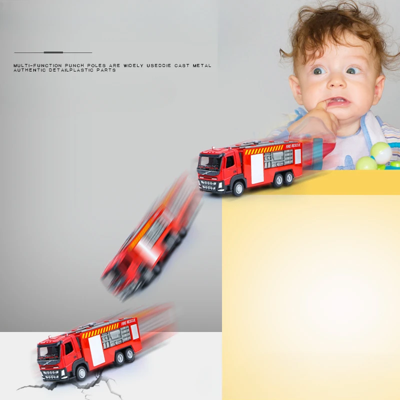 Diecast Alloy 1/50 Scale Fire Truck Model 5 Diecast Alloy 1/50 Scale Fire Truck Model - Image 5