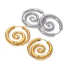 Gold Stainless Steel Spiral Hoop Earrings