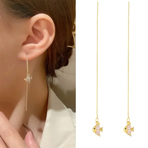 Star and Heart Long Wire Drop Earrings - Image 12