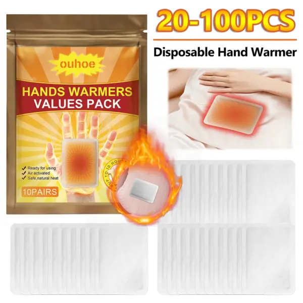 20-100pcs Long Lasting Self-Adhesive Hand Warmers - Image 2
