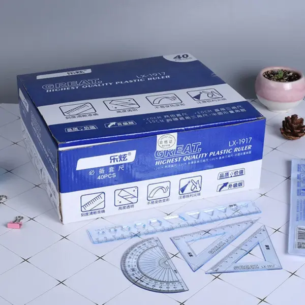 4-Piece Geometry Ruler Set for School Use - Image 3