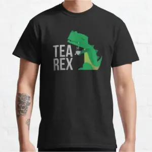 Tea Rex Funny Dinosaur Graphic T-Shirt S-6XL