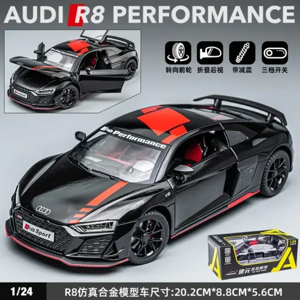 1:24 Audi R8 V10 Diecast Metal Model Car - Image 10