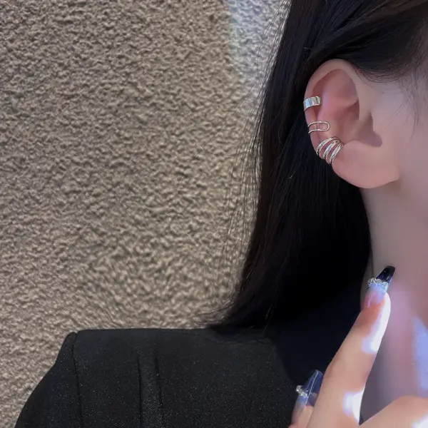 Silver Leaf Clip Earrings Set for Women and Men - Image 3