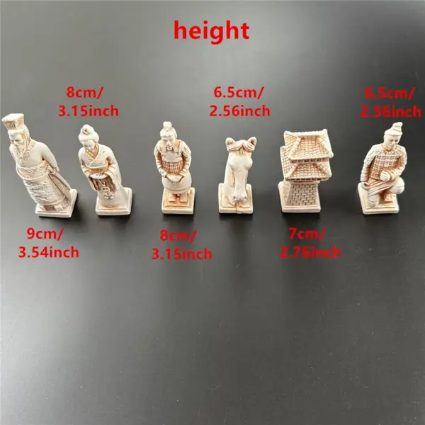 Ancient Chess Resin Pieces with Leather Board - Image 2