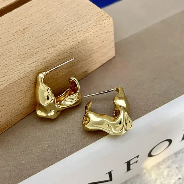 Smooth Metal Chunky Hoop Earrings 72mm x 45mm - Image 7